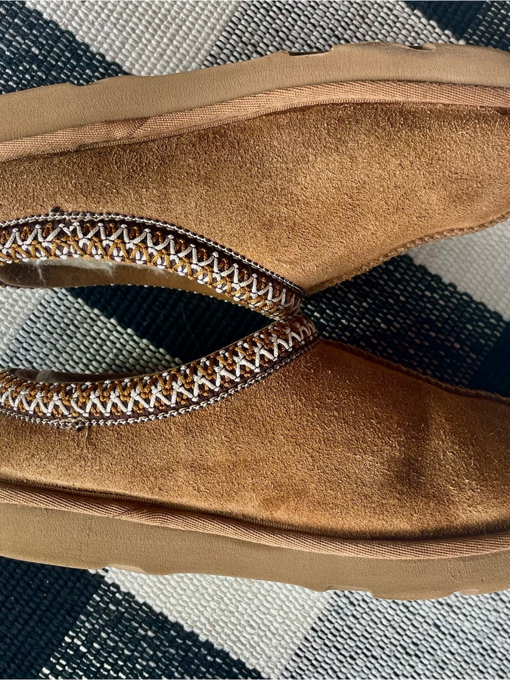UGG Chestnut Suede Shearling-Lined Youth Slip-On Slippers- Tasman - Picture 5 of 7
